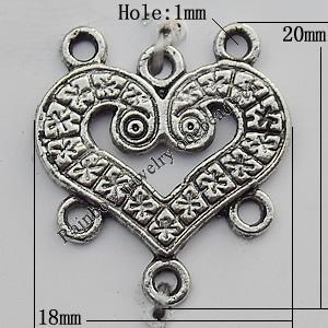 Connector Zinc Alloy Jewelry Findings Lead-free, 18x20mm Hole:1mm, Sold by Bag