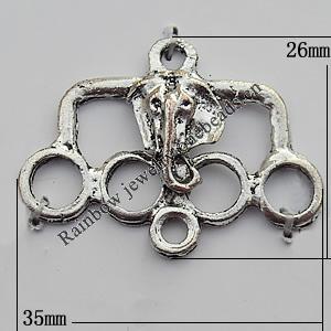 Connector Zinc Alloy Jewelry Findings Lead-free, 35x26mm, Sold by Bag