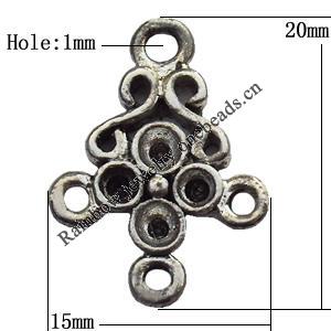 Connector Zinc Alloy Jewelry Findings Lead-free, 15x20mm Hole:1mm, Sold by Bag