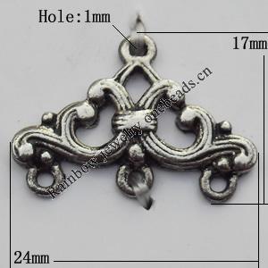 Connector Zinc Alloy Jewelry Findings Lead-free, 24x17mm Hole:1mm, Sold by Bag