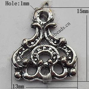 Connector Zinc Alloy Jewelry Findings Lead-free, 13x15mm Hole:1mm, Sold by Bag