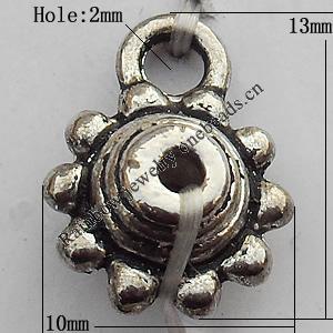 Connector Zinc Alloy Jewelry Findings Lead-free, 10x13mm Big Hole:2mm Small Hole:1mm, Sold by Bag