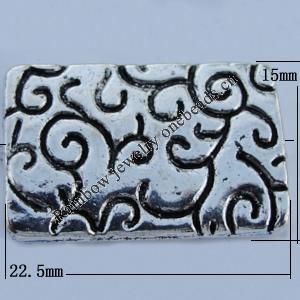 Bead Zinc Alloy Jewelry Findings Lead-free, Rectangle 22.5x15mm Hole:1mm Sold by Bag