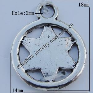 Pendant Zinc Alloy Jewelry Findings Lead-free, 14x18mm Hole:2mm Sold by Bag