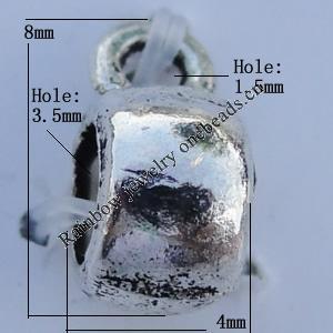 Pendant Zinc Alloy Jewelry Findings Lead-free, 4x8mm Hole:1.5mm,3.5mm Sold by KG