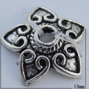 Bead Caps Zinc Alloy Jewelry Findings Lead-free, 13mm Hole:1.2mm Sold by Bag