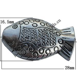 Bead Zinc Alloy Jewelry Findings Lead-free, Fish 28x16.5mm Hole:2mm Sold by Bag