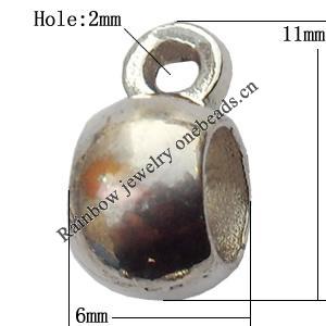 Connector Zinc Alloy Jewelry Findings Lead-free, 6x11mm Big Hole:5mm Small Hole:2mm, Sold by Bag