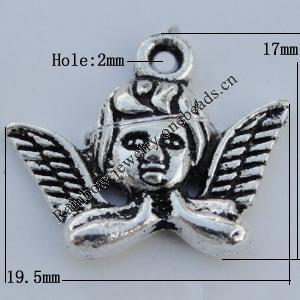 Pendant Zinc Alloy Jewelry Findings Lead-free, 17x19.5mm Hole:2mm Sold by Bag
