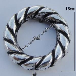 Bead Zinc Alloy Jewelry Findings Lead-free, Donut 15mm,9mm Sold by Bag