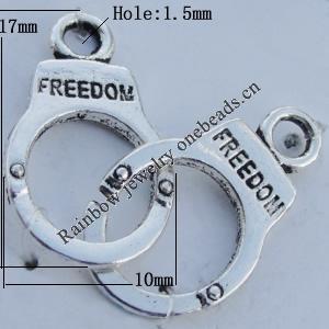 Pendant Zinc Alloy Jewelry Findings Lead-free, 17x10mm Hole:1.5mm Sold by Bag