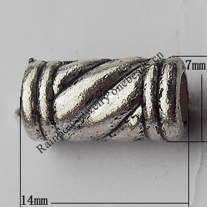 European Style Beads Zinc Alloy Jewelry Findings Lead-free, 14x7mm Hole:4mm, Sold by Bag