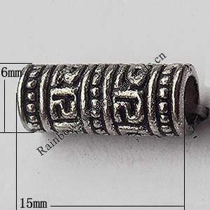European Style Beads Zinc Alloy Jewelry Findings Lead-free, 6x15mm Hole:3.5mm, Sold by Bag