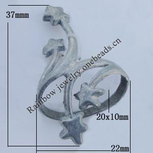Bead Zinc Alloy Jewelry Findings Lead-free, 22x37mm Hole:20x10mm Sold by Bag