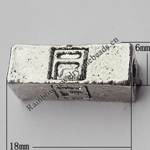 European Style Beads Zinc Alloy Jewelry Findings Lead-free, 18x6mm Hole:4mm, Sold by Bag