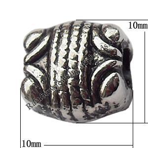 European Style Beads Zinc Alloy Jewelry Findings Lead-free, 10x10mm Hole:3mm, Sold by Bag