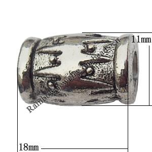 European Style Beads Zinc Alloy Jewelry Findings Lead-free, 18x6mm Hole:4mm, Sold by Bag