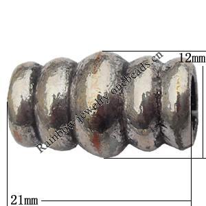 European Style Beads Zinc Alloy Jewelry Findings Lead-free, 12x21mm Hole:6mm, Sold by Bag