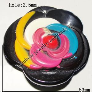 Resin Colorful Pendant, 53mm Thickness:12mm, Hole:2.5mm Sold by Bag