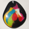 Resin Colorful Pendant, 54x48mm Thickness:8mm, Hole:3mm Sold by Bag