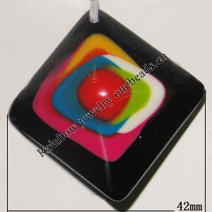 Resin Colorful Pendant, 42mm Thickness:13mm, Hole:1.5mm Sold by Bag