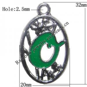 Zinc Alloy Enamel Pendant, Letters, 32x20mm Hole:2.5mm, Sold by Bag