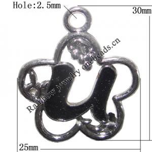 Zinc Alloy Enamel Pendant, Letters, 30x25mm Hole:2.5mm, Sold by Bag