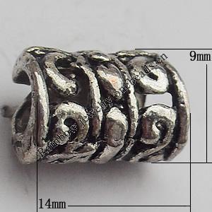 European Style Beads Zinc Alloy Jewelry Findings Lead-free, 14x9mm Hole:5mm, Sold by Bag