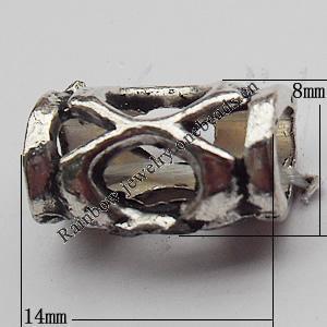 European Style Beads Zinc Alloy Jewelry Findings Lead-free, 14x8mm Hole:5mm, Sold by Bag