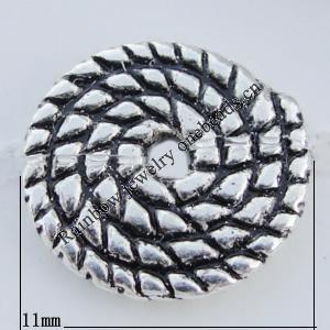 Bead Zinc Alloy Jewelry Findings Lead-free, 11mm Hole:1.5mm Sold by Bag