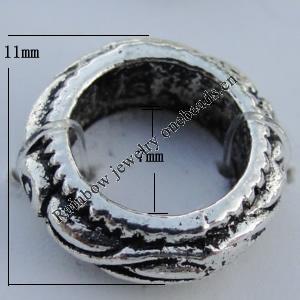 Bead Zinc Alloy Jewelry Findings Lead-free, Donut 11mm,7mm Sold by Bag