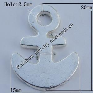 Pendant Zinc Alloy Jewelry Findings Lead-free, 15x20mm Hole:2.5mm Sold by Bag