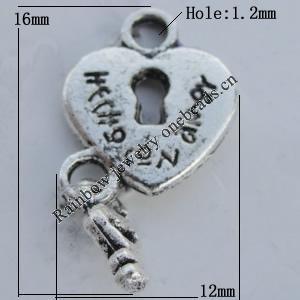 Pendant Zinc Alloy Jewelry Findings Lead-free, 16x12mm Hole:1.2mm Sold by Bag