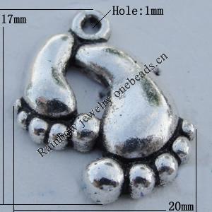 Pendant Zinc Alloy Jewelry Findings Lead-free, 17x20mm Hole:1mm Sold by Bag