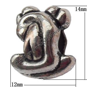 European Style Beads Zinc Alloy Jewelry Findings Lead-free, 12x14mm Hole:4.5mm, Sold by Bag