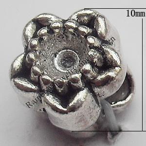 European Style Beads Zinc Alloy Jewelry Findings Lead-free, 10x10mm Hole:3mm, Sold by Bag