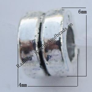 Bead Zinc Alloy Jewelry Findings Lead-free, 4x6mm Hole:3mm Sold by Bag