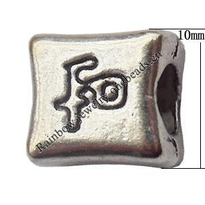 European Style Beads Zinc Alloy Jewelry Findings Lead-free, 10x10mm Hole:4mm, Sold by Bag