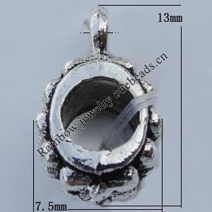 Pendant Zinc Alloy Jewelry Findings Lead-free, 7.5x13mm Hole:1.2mm Sold by Bag
