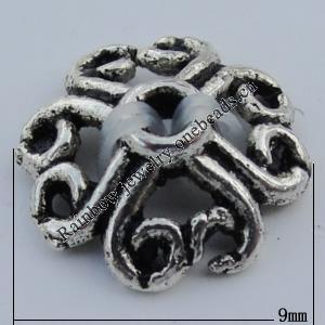 Bead Caps Zinc Alloy Jewelry Findings Lead-free,9mm Hole:1mm Sold by Bag