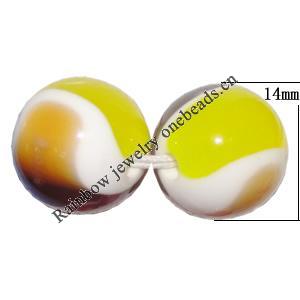 Resin Beads, Round 14mm Hole:2.5mm Sold by Bag