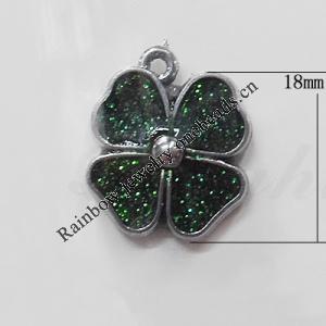 CCB plastic Pendant with enamel, Flower 18mm Hole:2mm, Sold by Bag