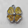 CCB plastic Pendant with enamel, Flower 18mm Hole:2mm, Sold by Bag