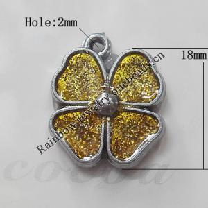 CCB plastic Pendant with enamel, Flower 18mm Hole:2mm, Sold by Bag