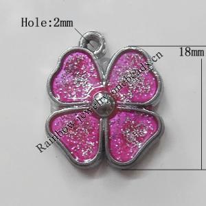 CCB plastic Pendant with enamel, Flower 18mm Hole:2mm, Sold by Bag