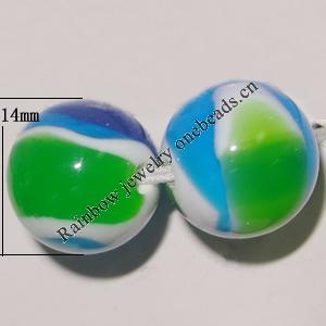 Resin Beads, Round 14mm Hole:2.5mm Sold by Bag