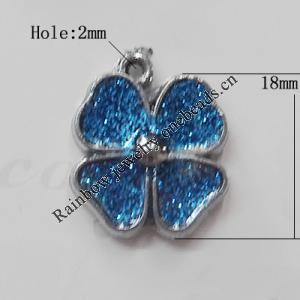 CCB plastic Pendant with enamel, Flower 18mm Hole:2mm, Sold by Bag