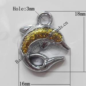 CCB plastic Pendant with enamel, Dolphin 26x21mm Hole:3mm, Sold by Bag