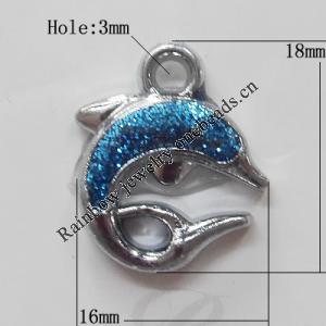 CCB plastic Pendant with enamel, Dolphin 26x21mm Hole:3mm, Sold by Bag