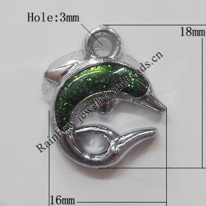 CCB plastic Pendant with enamel, Dolphin 26x21mm Hole:3mm, Sold by Bag